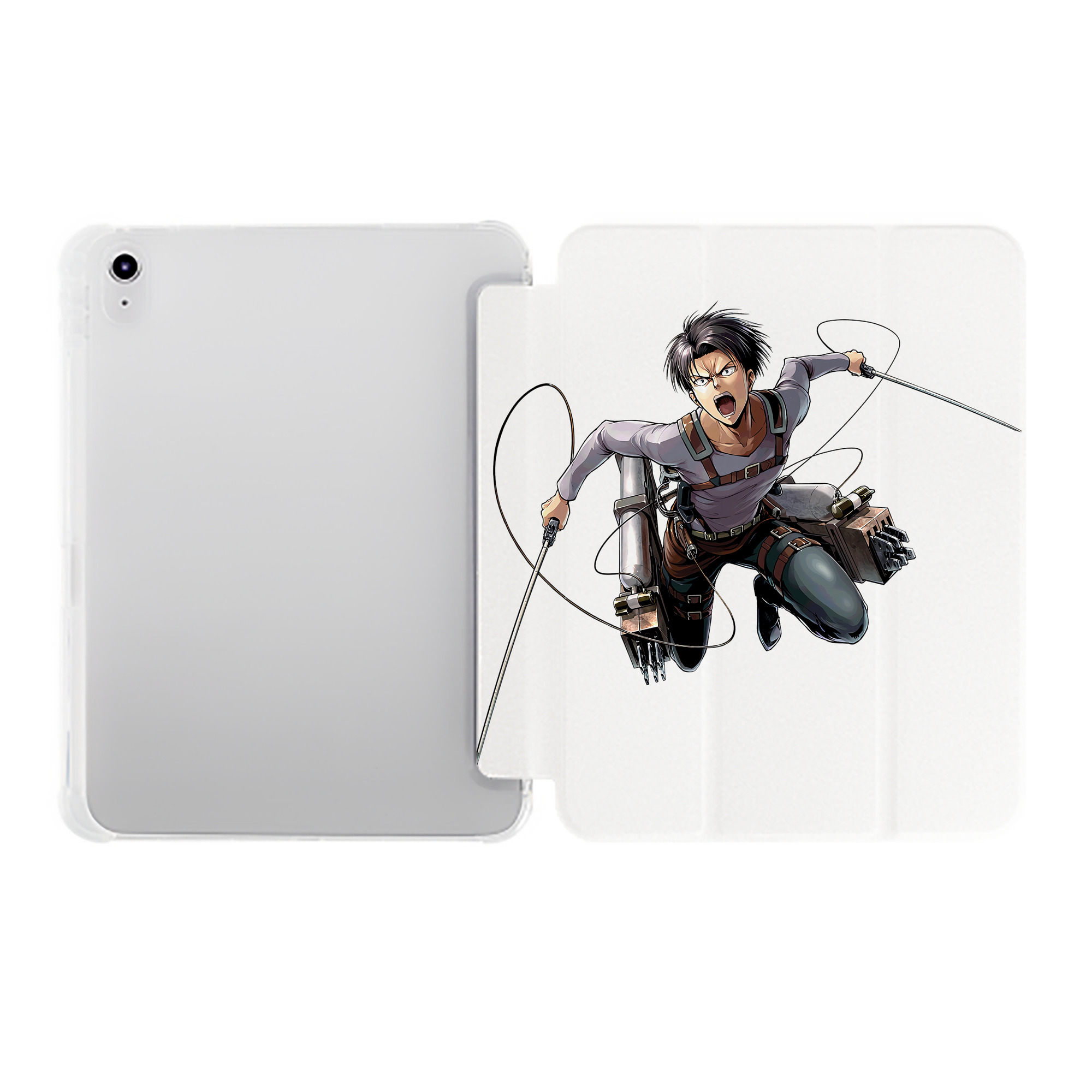 （画像用） 進撃の巨人 リヴァイ·アッカーマン Attack on Titan Levi Ackerman IPad ケース ペン収納付き 三つ折りスタンド PUレザー×シリコン 対応機種9.5/10.5/10.9インチ
